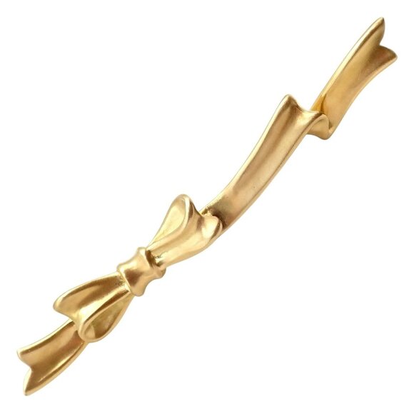 Authentic! Angela Cummings 18k Yellow Gold Long Ribbon Bow Pin Brooch 1984 - Picture 7 of 11